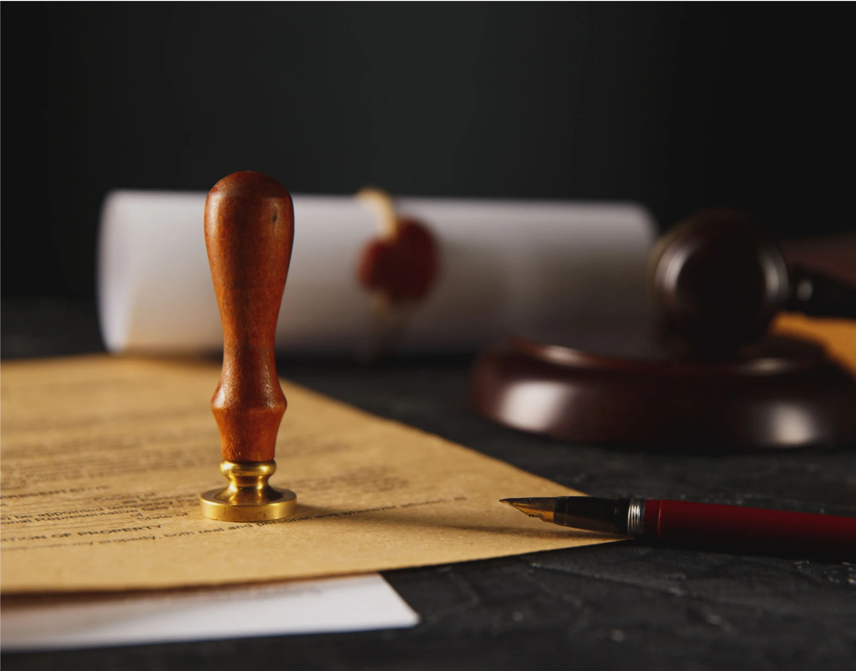Seal stamp and legal documents