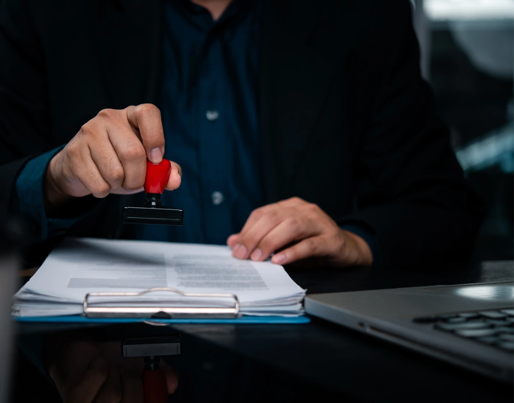 Approval process with red stamp